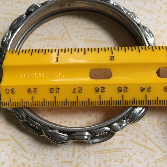 Chunky Silver Tone Heavy Textured Bangle Bracelet - Picture 6 of 8